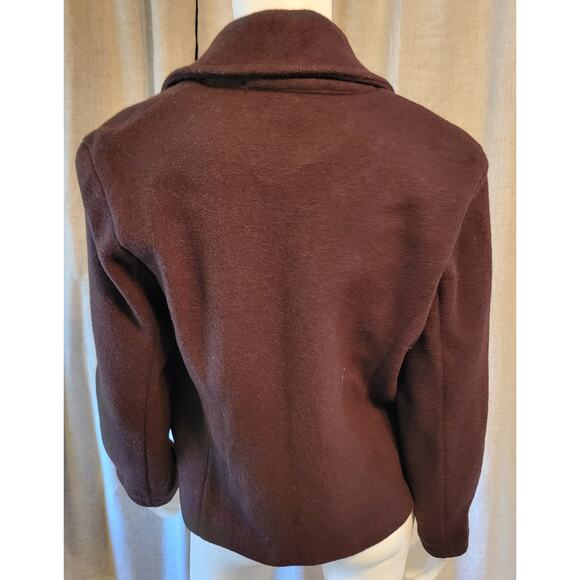Anne Klein Chocolate Brown Wool Double Breasted Midi Coat Jacket Size M - Picture 3 of 8
